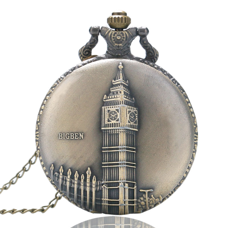 Popular】Vintage Pocket Watches Copper Big Ben London Retro Quartz