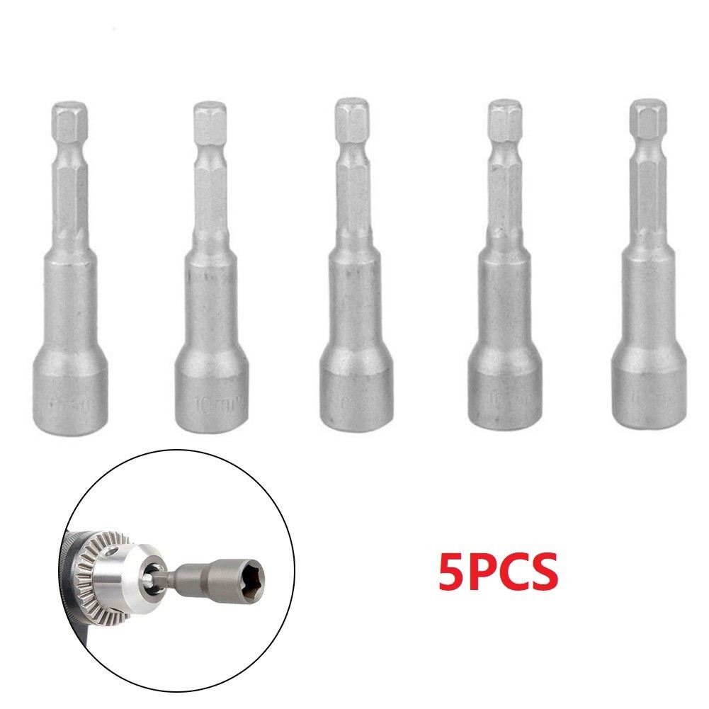 【BEUMK】 Heavy Duty 10mm Magnetic Nut Driver Hex Socket for Drills Pack of 5 65mm