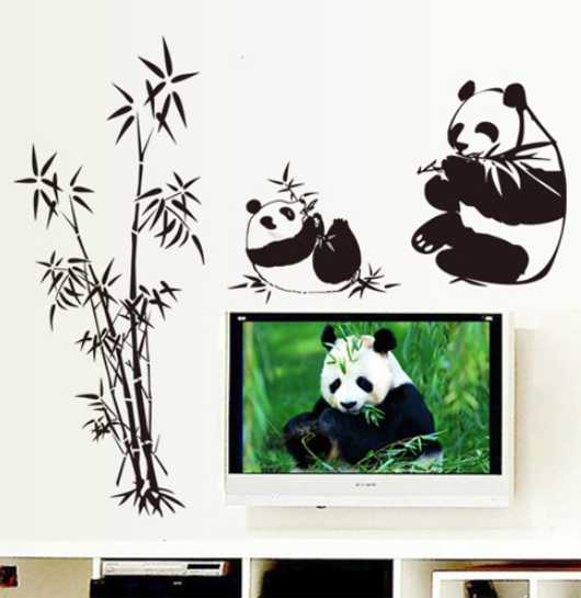 Decal trang trí tường - 2 Chú gấu trúc