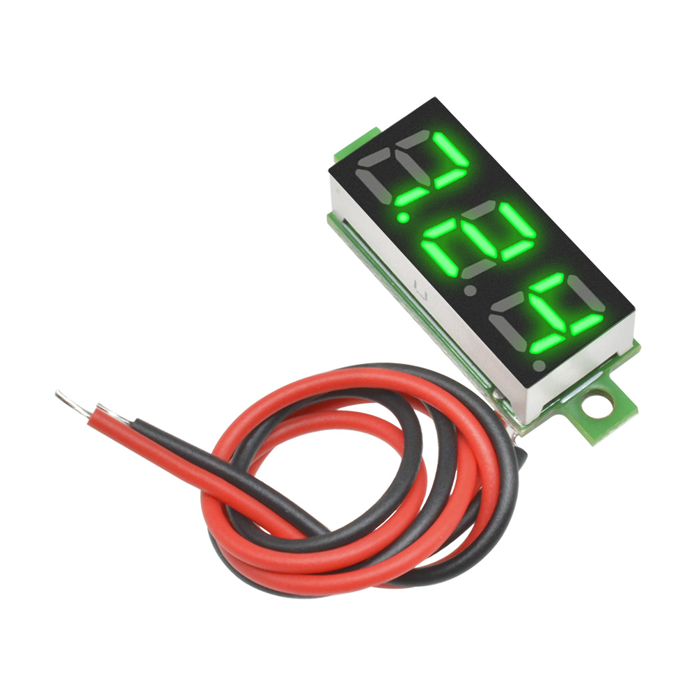 pcbfun Mini Digital DC Voltmeter 0.28 Inch Two-Wire 2.5V-30V Mini Digital DC Voltmeter Voltage Tester Meter