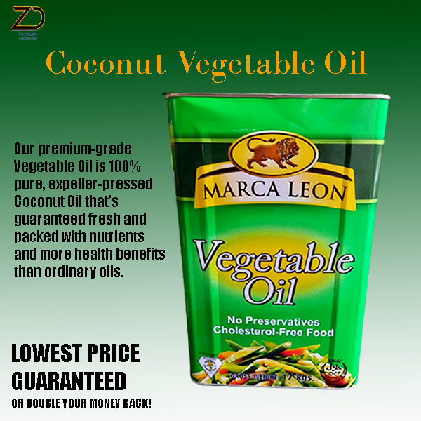 Marca Leon Vegetable Oil 17kg Tin Can Cooking Oil, No Preservatives