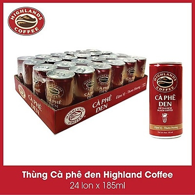 [Thùng 24 Lon] Cà Phê Đen Highlands Coffee 185ml/lon