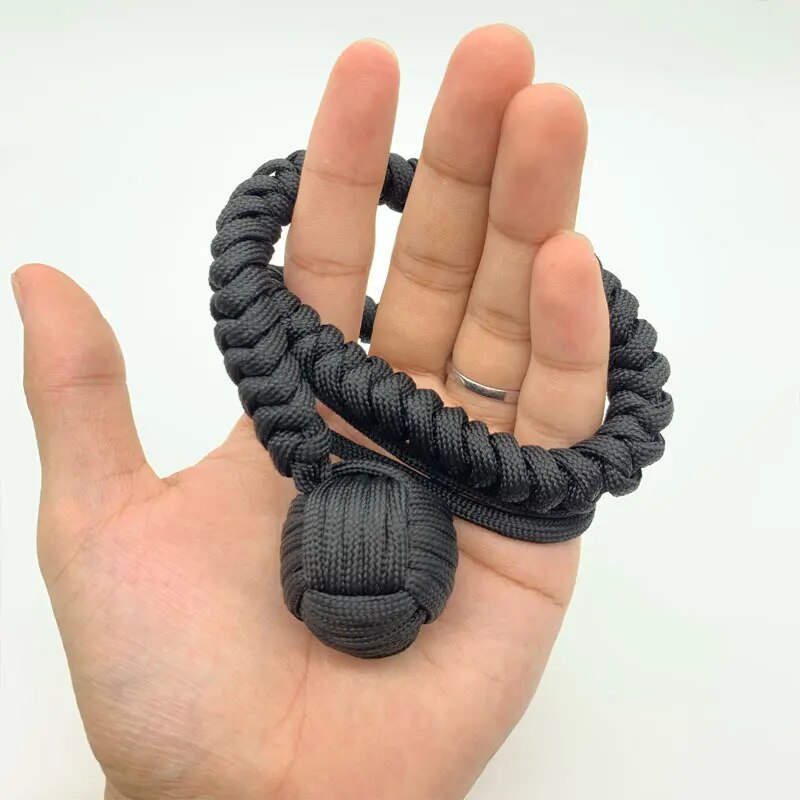 【100%-original】 Diy Monkey Fist Whip Bracelet Outdoor Self Defense Rope Steel Broken Window Breaker Personal Safety Keychain Tools.