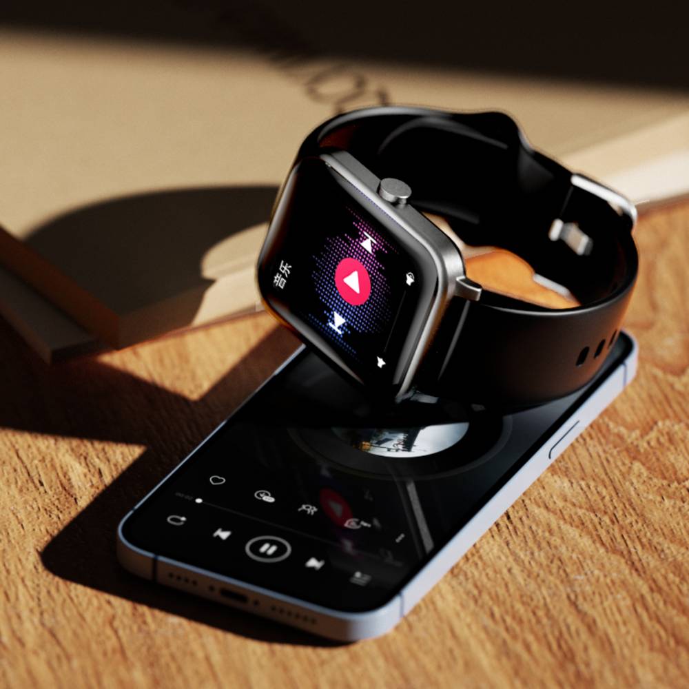 QCY Watch GTS stylish black smartwatch. 