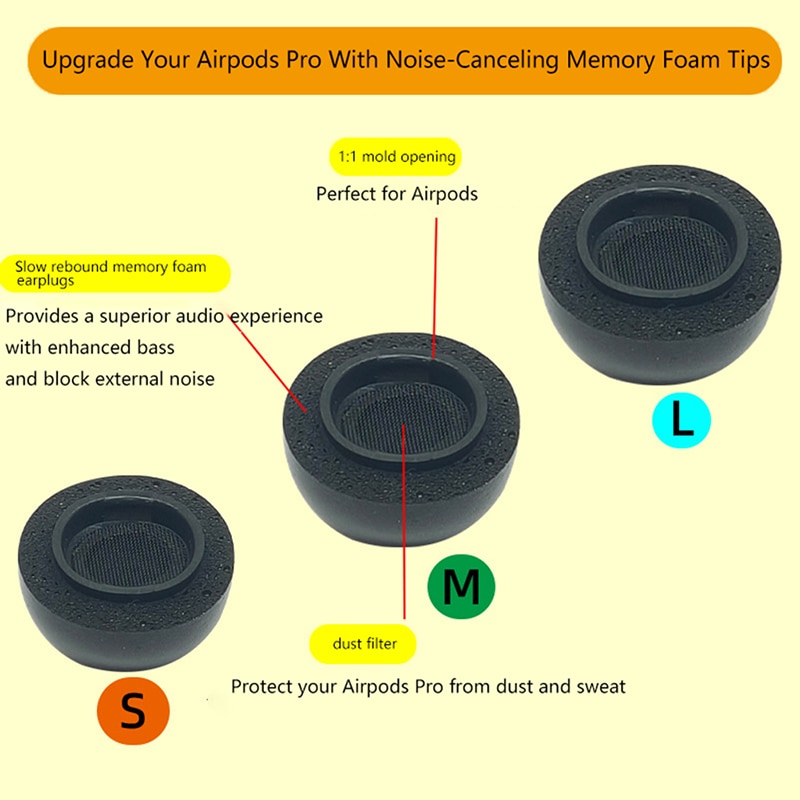 Memory Foam Tips For Airpods Pro 2 Foam Eartips Ear Buds Replacement Tip For Air Pods Pro Ear Cushion Pads Accessories