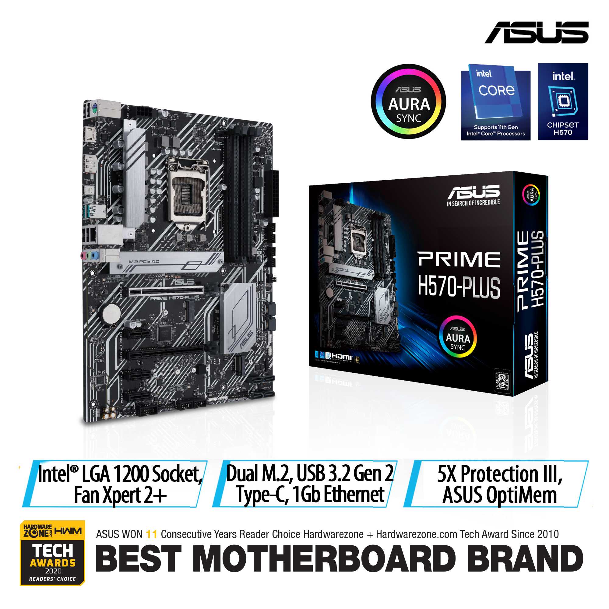 ASUS PRIME H570-PLUS Intel® H570 (LGA 1200) ATX motherboard with
