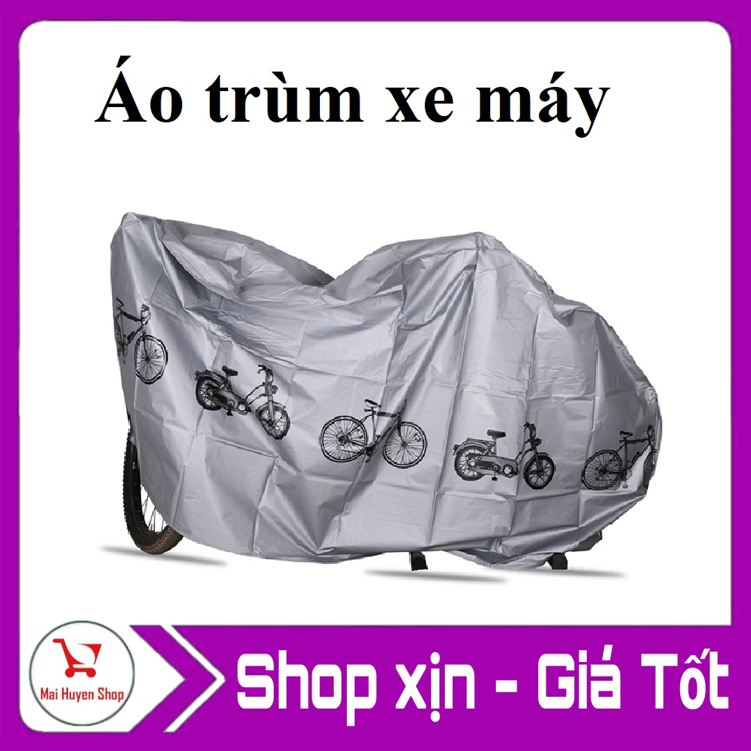 Áo trùm xe máy Loại dày mẫu hoa văn tiện lợi.