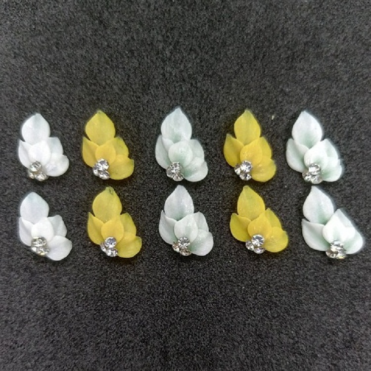 Hoa bột Nail, hoa 3D gắn Móng chân, móng tay, 5 Cánh, đá giữa