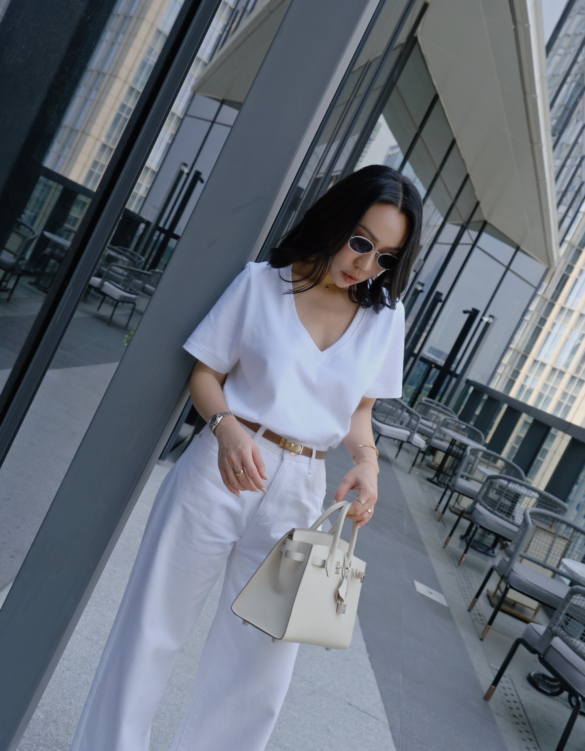 Áo thun tay ngắn cổ tim BASIC HARI TOP