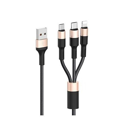 Cáp sạc Hoco X26 3 đầu iPhone - Micro - Type C dây dù chống đứt