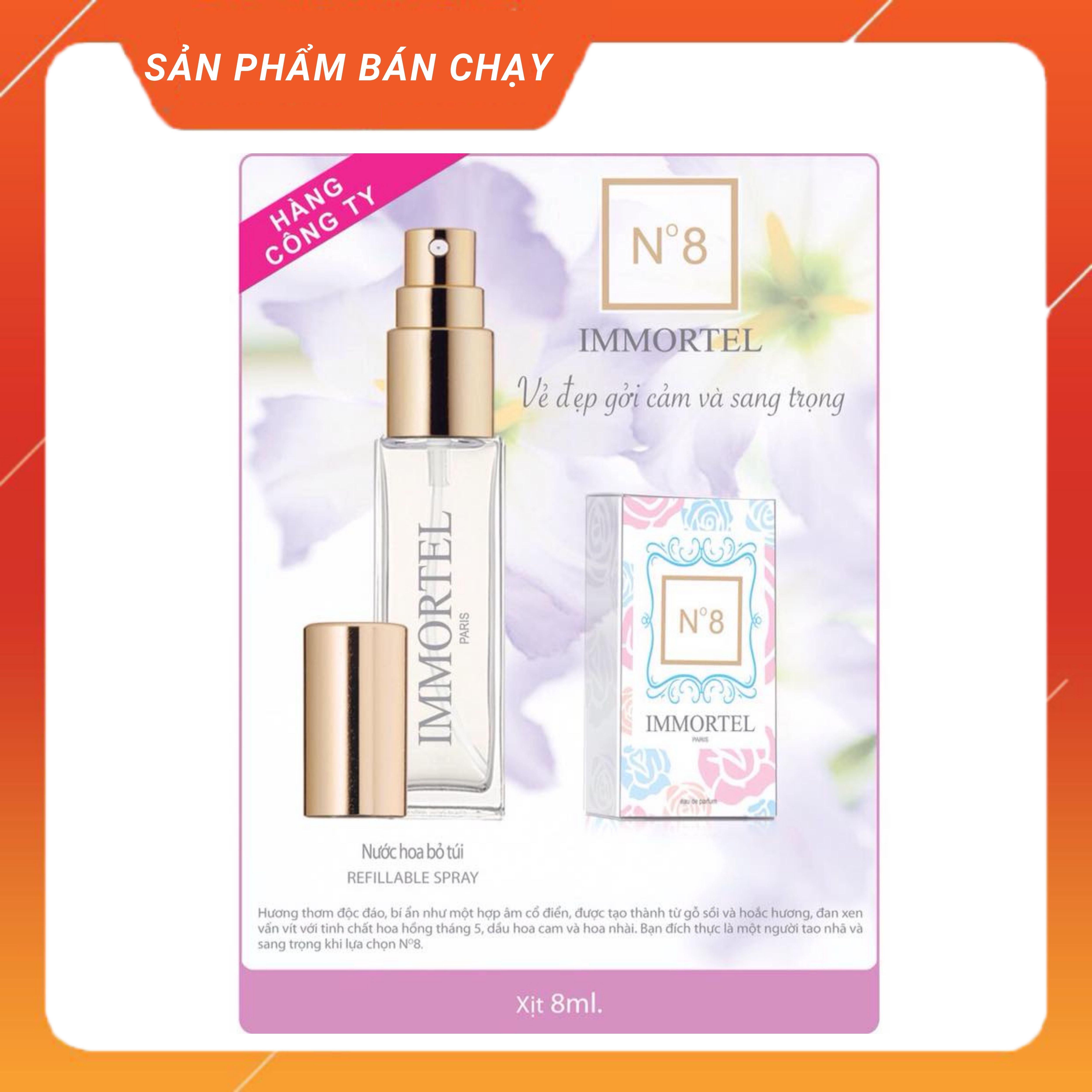 Nước Hoa nữ IMMORTEL No8 8ml Eau de parfum