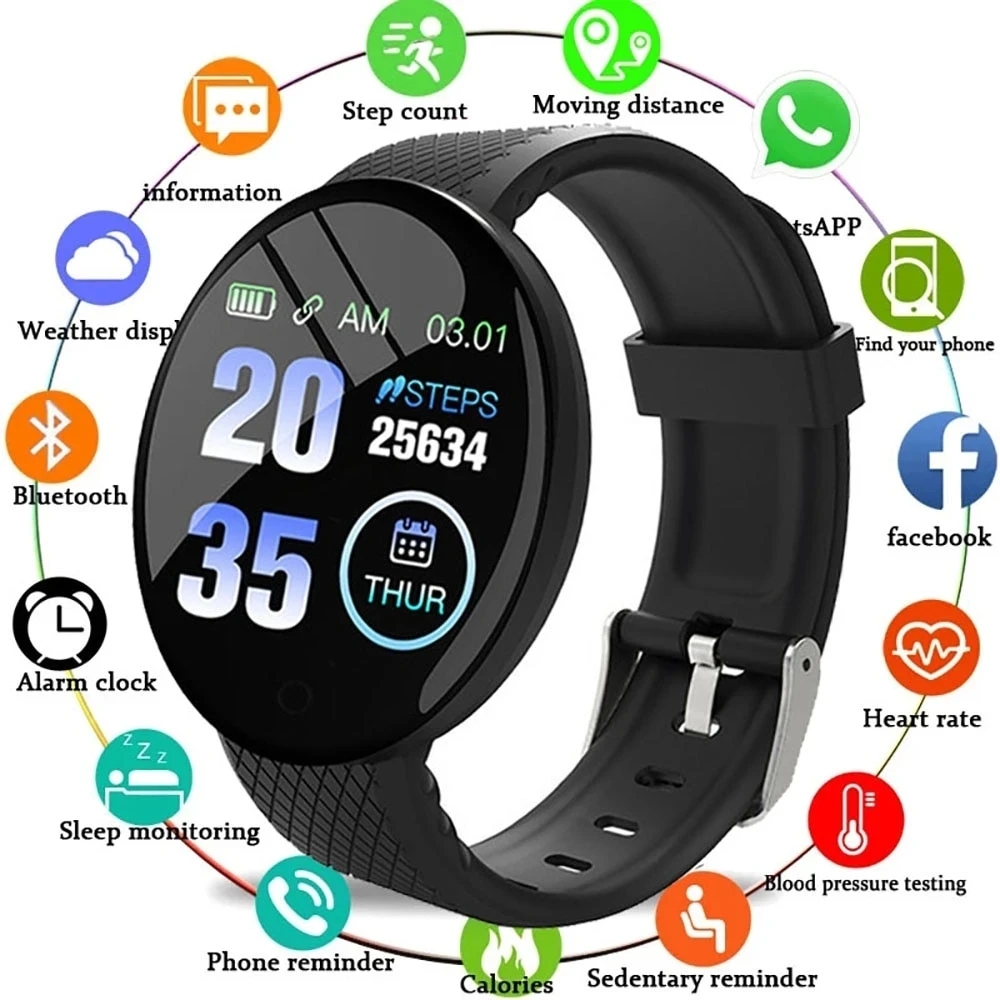 🔥Original Product+FREE Shipping🔥 D18 Smartwatch Circular Color Screen With Multiple Sports Modes Call Information Reminder Photo Taking Music Smart Bracelet