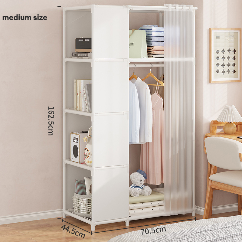 Wardrobe storage, dustproof wardrobe, simple rental room, simple modern shelves, layered partition wardrobe