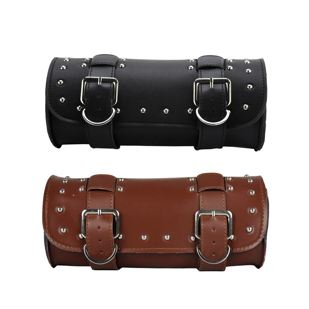 Universal Motorcycle Front Fork Tool Bag Hlebar Saddlebag Roll Barrel Racing Tail Storage PU Leather Bags For Harley XL Dyna