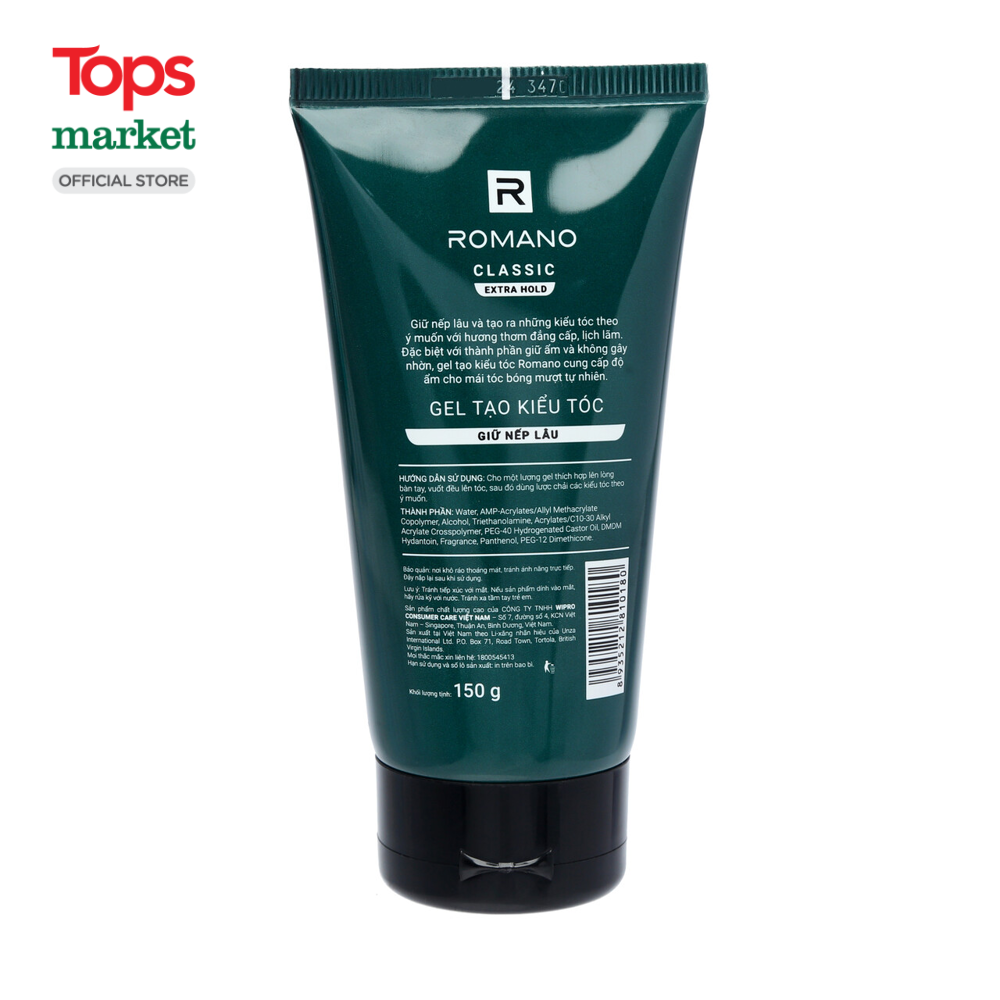 Gel Vuốt Tóc Romano Classic Giữ Nếp Lâu Mềm Tóc 150G