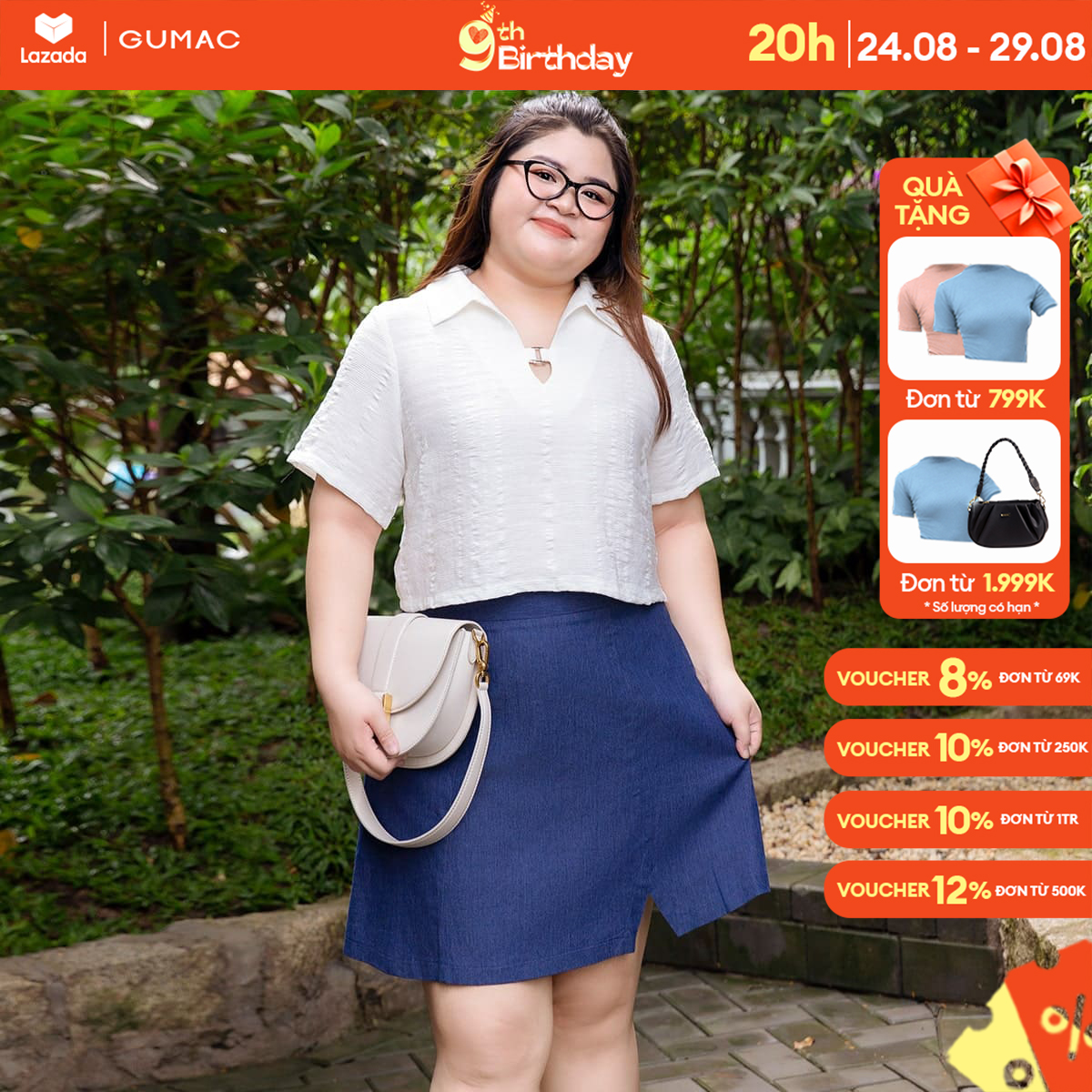 Áo kiểu bigsize cổ sơ mi thời trang gumac ad10044