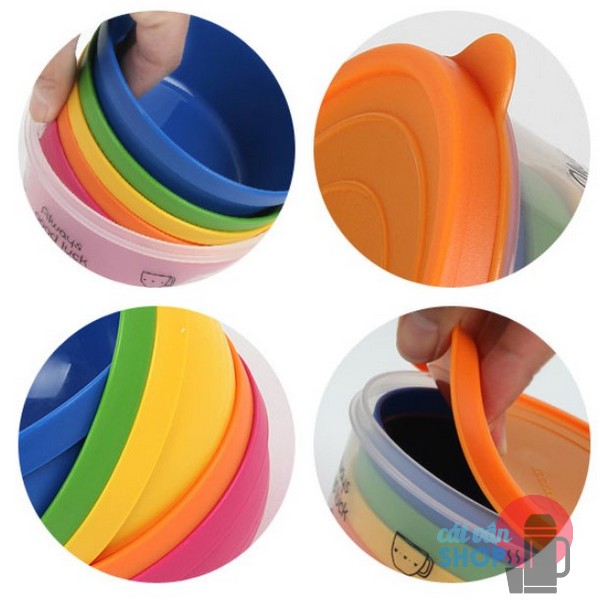 Bộ 5 chén nhựa Lock&Lock dành cho bé Rainbow HPP511S5
