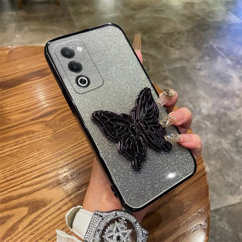 Phone cover OPPO A5i Pro Back case with Cute Butterfly Stand Luxury Slim Gradient Clear Plating Glitter Girls For OPPO A5i Pro Phone cases.