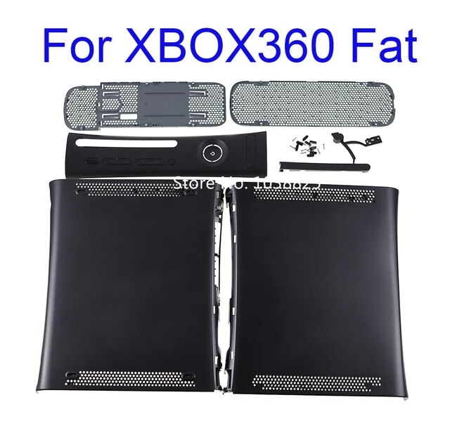 【Free Returns】 Black White Full Set Housing Case with Buttons for Xbox360 Fat Console Protection.