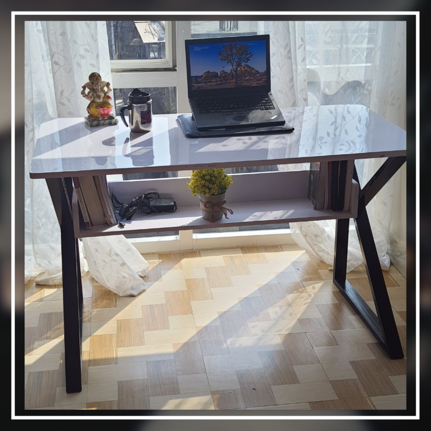 Modern K-Desk — 120×75×75 cm (48″×30″×30″) | Gaming Desk • Office Table • Study Table | Metal Frame & Laminated Top | Holds 200 kg • Made in Nepal (Medium+Wide). 