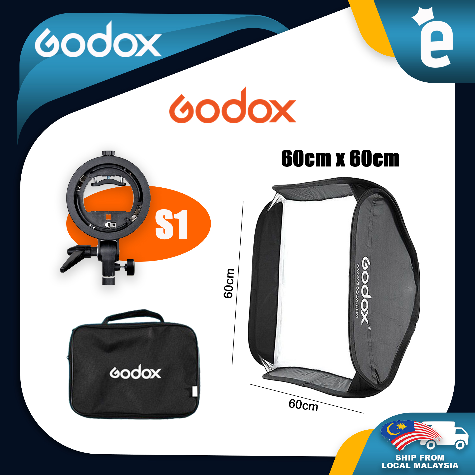 GODOX 60 x 60cm Easy Fold Seepdlite Softbox With S Type Bracket (Ship ...