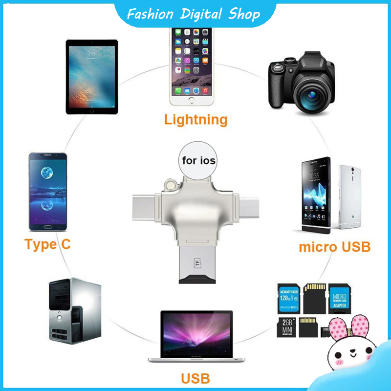4 In 1 Card Reader Micro Card Adapter Usb 3.0 Micro Sd To Usb Card Reader Otg Adapter Compatible For Iphone