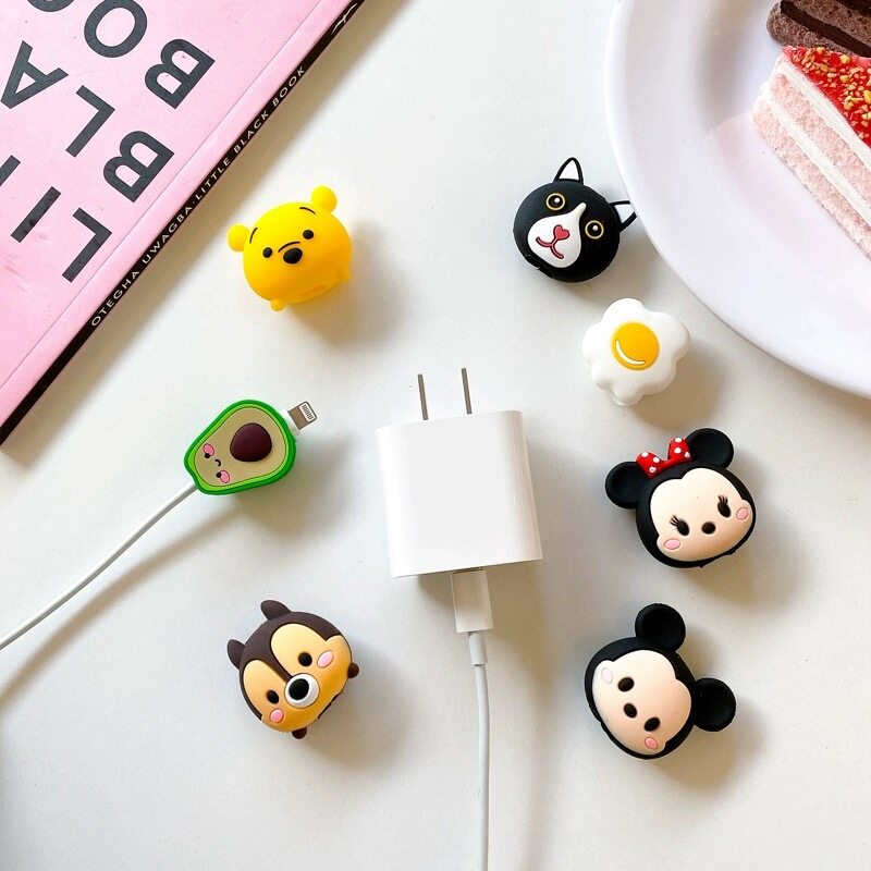 Phim hoạt hình sáng tạo Cáp dữ liệu bảo vệ Apple phổ thông Android mô hình chống phá vỡ sạc đầu tai cáp bảo vệ cắn Cáp thiết bị