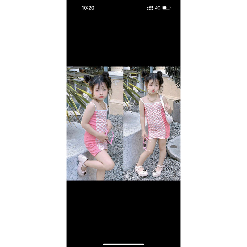 Váy đầm dây body caro CS70 cho bé gái