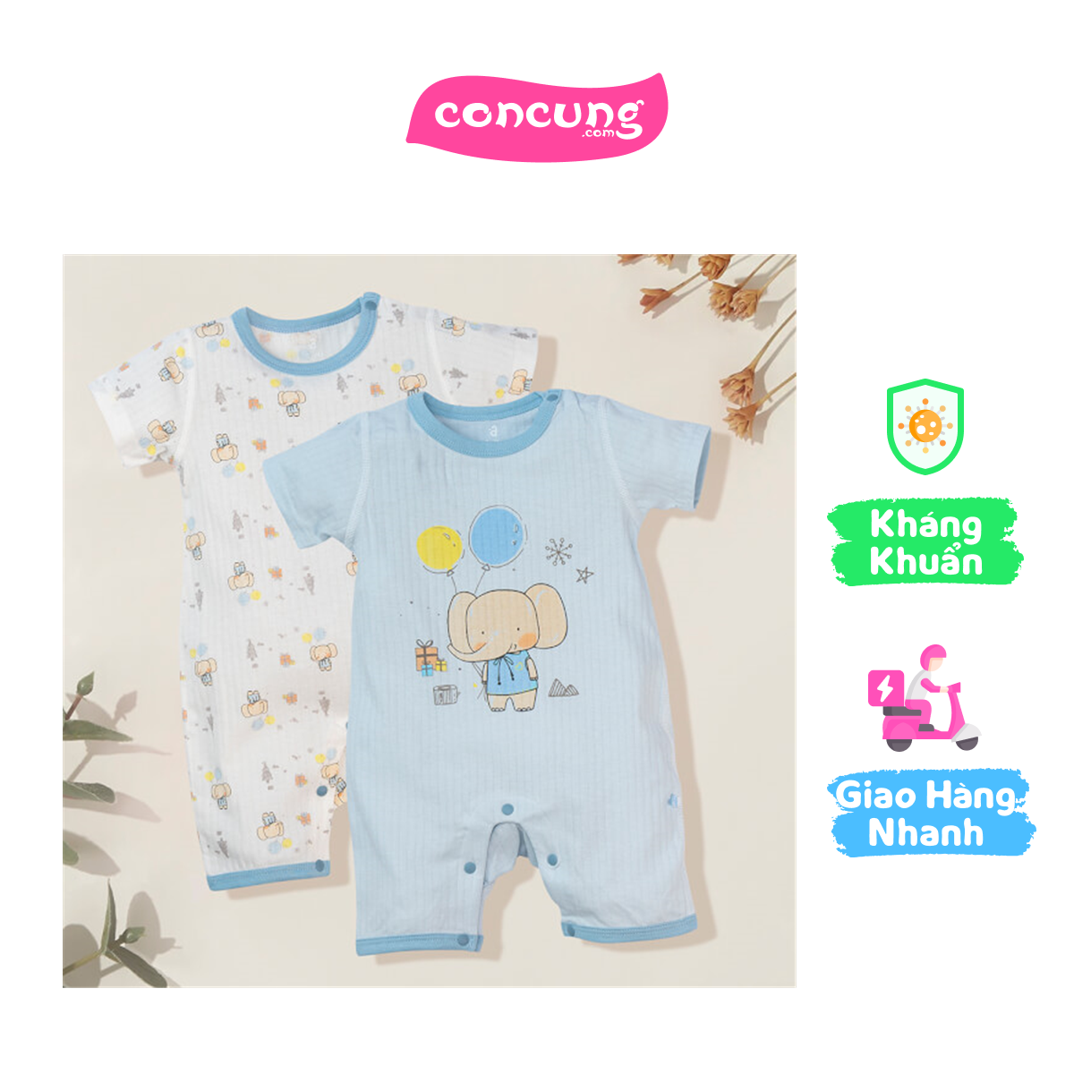 Set 2 bodysuit đùi ht voi animo m522005-20