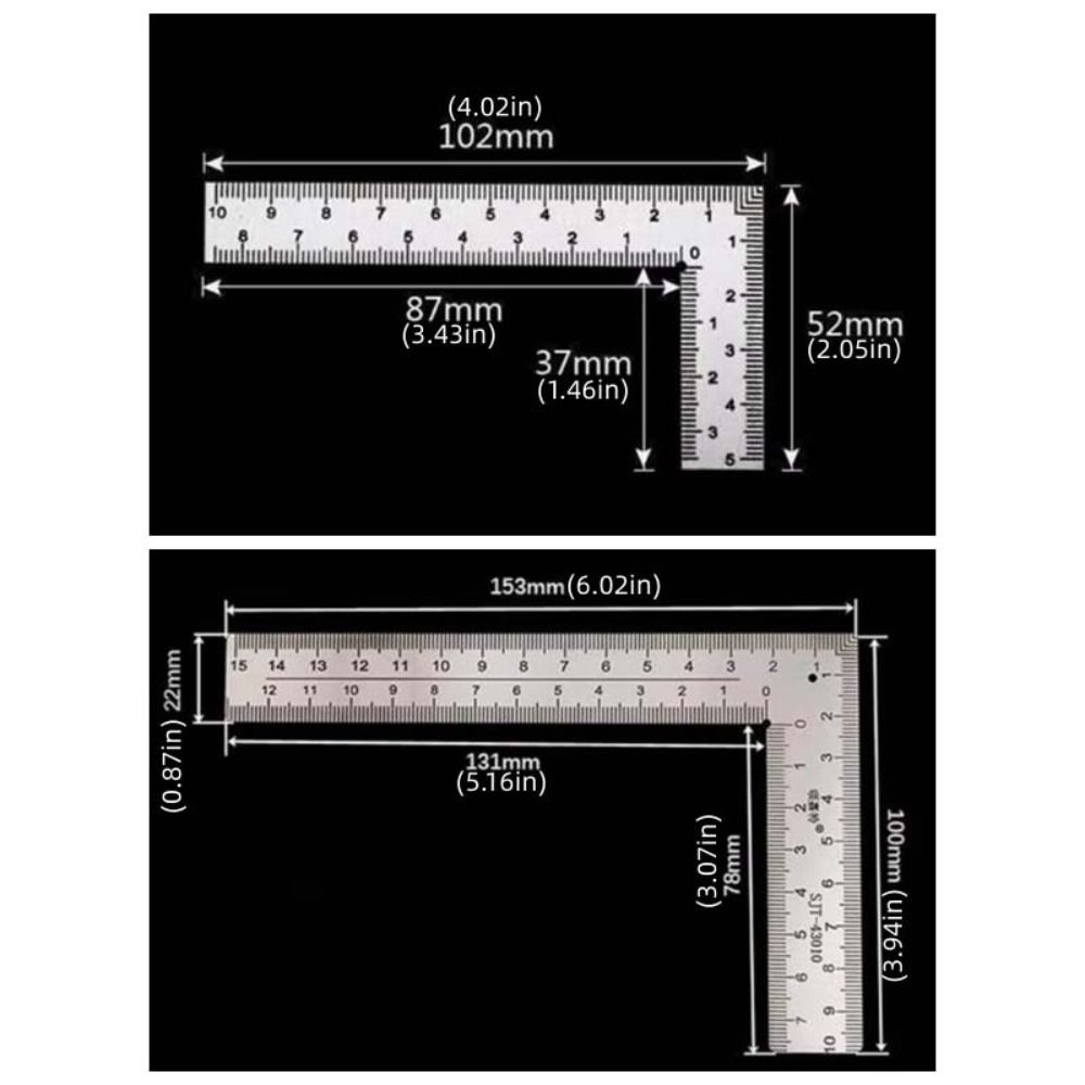 Office Accessories Stainless Steel L Square Ruler Double-Sided ...