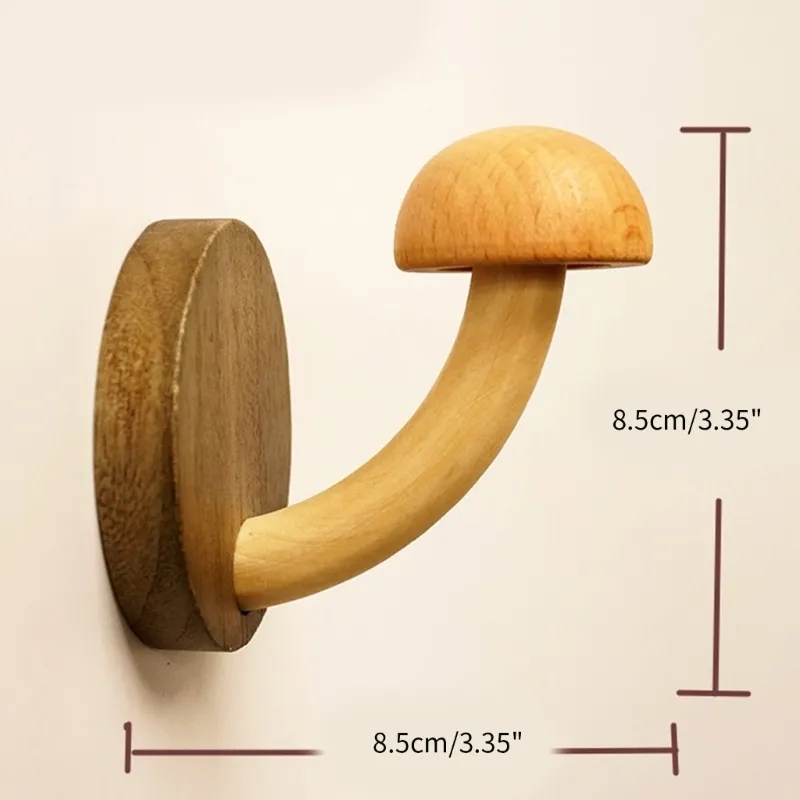 Wooden Coat Hooks Hanging Storage Hooks Mushroom Wood Hooks Multipurpose Storage Hooks Wall Mount Coat Hanger Hooks