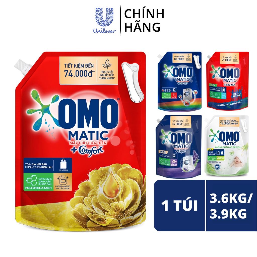 Nước giặt OMO Matic 3,6kg/3.9kg (Túi)
