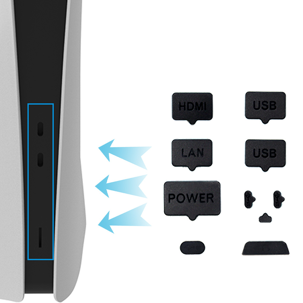 14Pcs Black Dust Plug Dust Screen For PS5 Slim Console Silicone Dust Protector Antidust Cover Dustproof Plug for PS5 slim Game Console Accessories