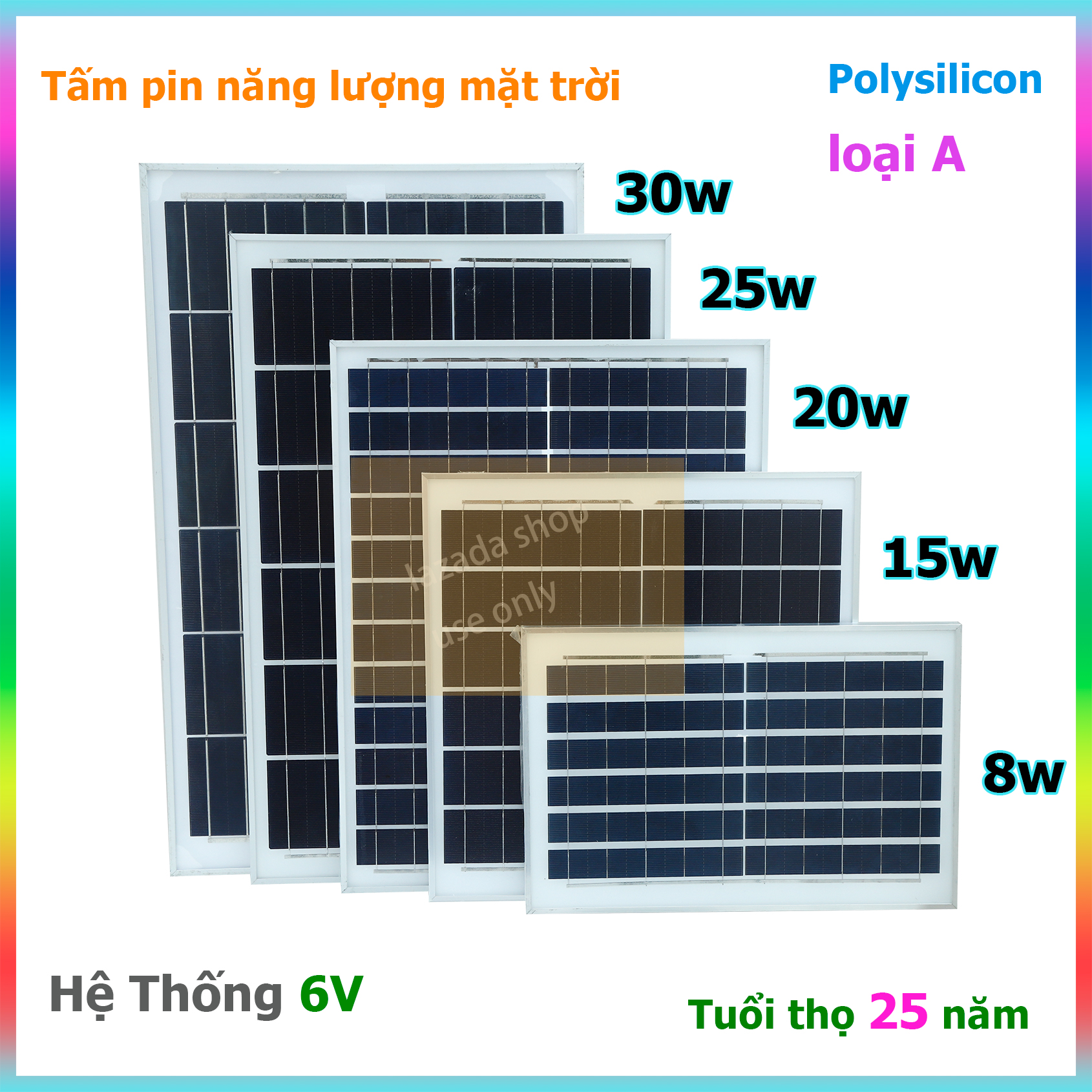 Tấm pin năng lượng mặt trời 20W kèm dây nối dài 5m và khung hình U với ốc