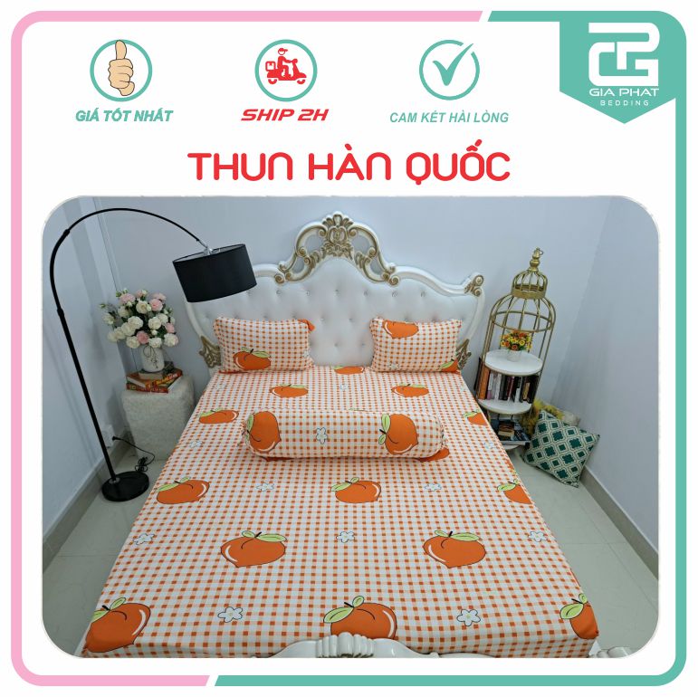 Bộ ga Thun Lạnh Hàn Quốc 4 món (1 ga bọc + 2 vỏ gối nằm + 1 vỏ gối ôm)