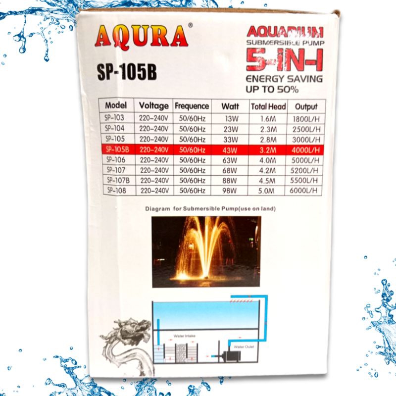 Pompa Kolam Hidroponik AQURA 5IN1 105B