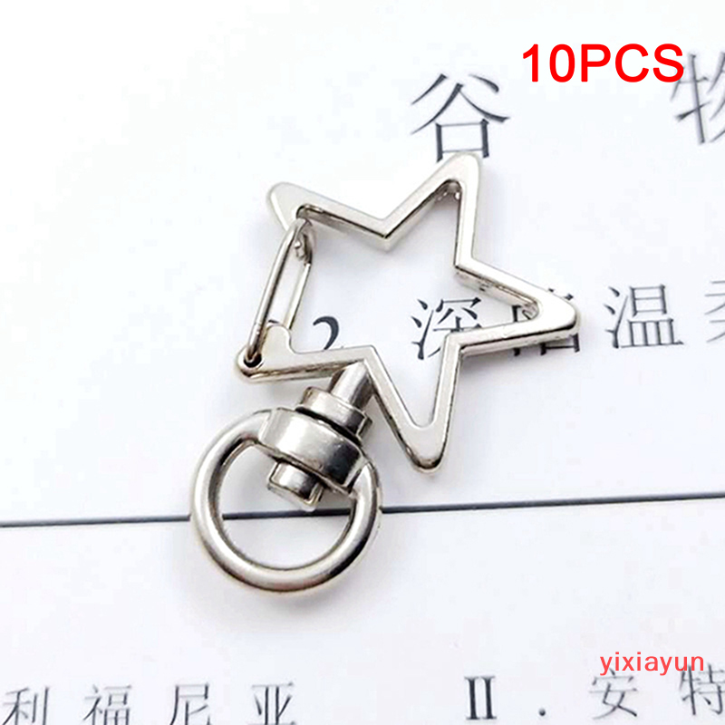 Yixiayun 10 chiếc móc chìa khóa rỗng hình ngôi sao mới Móc Chìa Khóa Móc Khóa Phụ Kiện tự làm kẹp tôm hùm