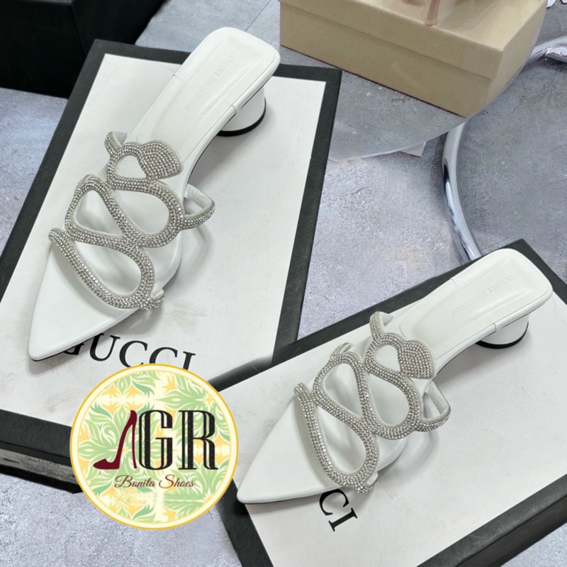 Guốc cao gót đá rắn cao cấp siêu đẹp gót tròn 5 phân