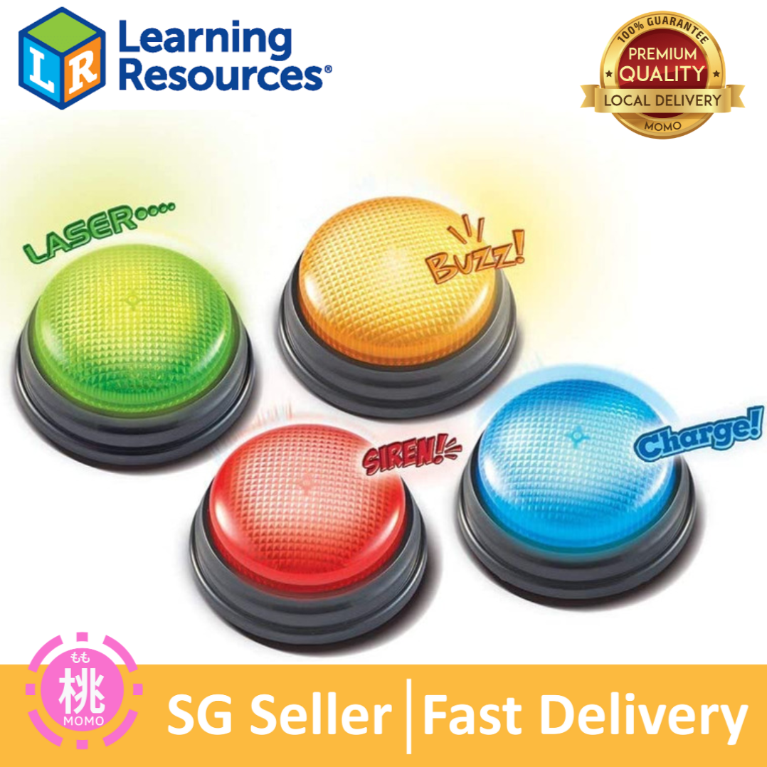 Set of 4 Assorted Colored Buzzers Learning Resources Answer Buzzers Game Show 
