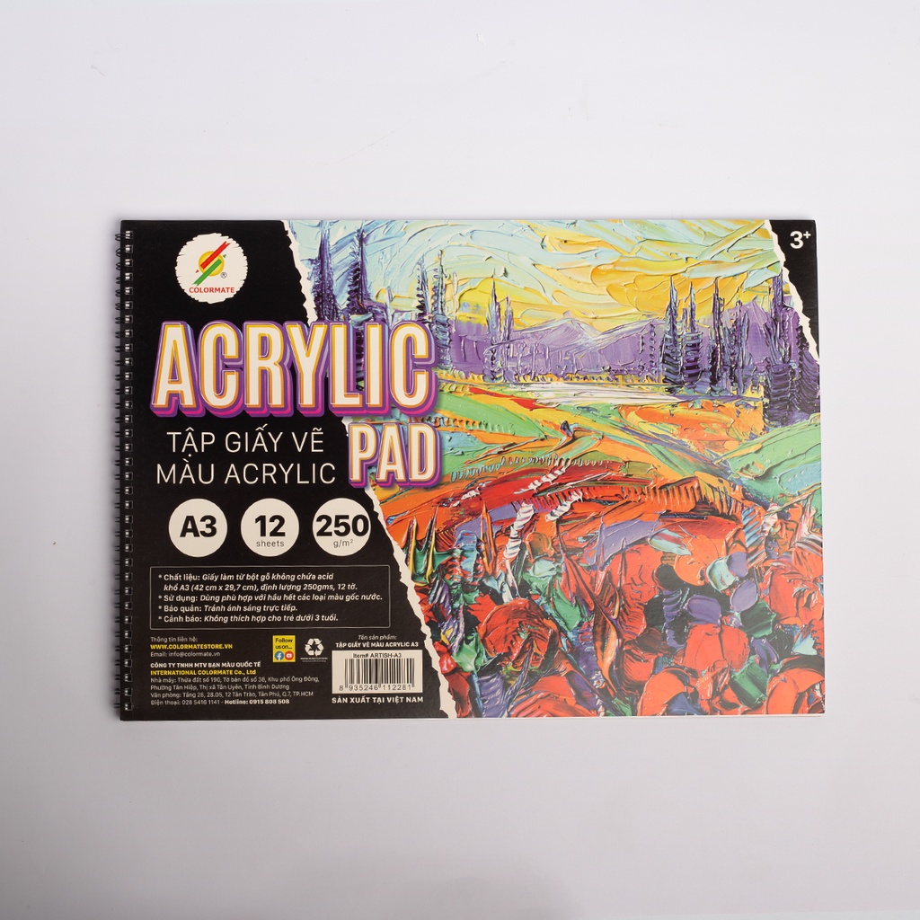TẬP GIẤY VẼ ACRYLIC KHỔ A3 - Họa cụ Colormate