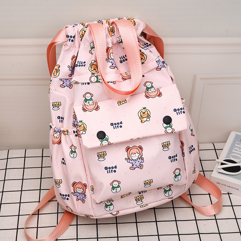 JOYNCLEON Drawstring backpack for men's and women's middle and high school students, school bags, lightweight cartoon backpack Xi book bag Weekend getaway package