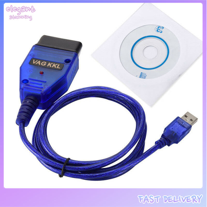 Elegantstunning car usb vag-com interface cable kkl vag-com 409.1 obd2 ii obd diagnostic scanner auto cable aux