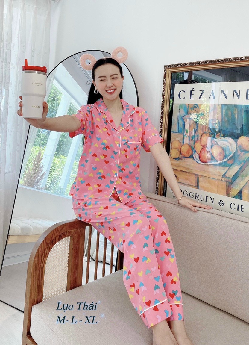BỘ PIJAMA LỤA THÁI SIZE XL (55KG-63KG) TAY NGẮN , QUẦN CÓ TÚI SÂU