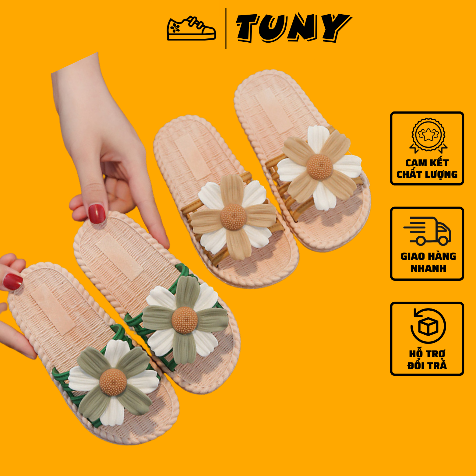 Dép bé gái họa tiết bông hoa cúc đáng yêu siêu nhẹ chống trơn trượt, dép lê cho bé t157