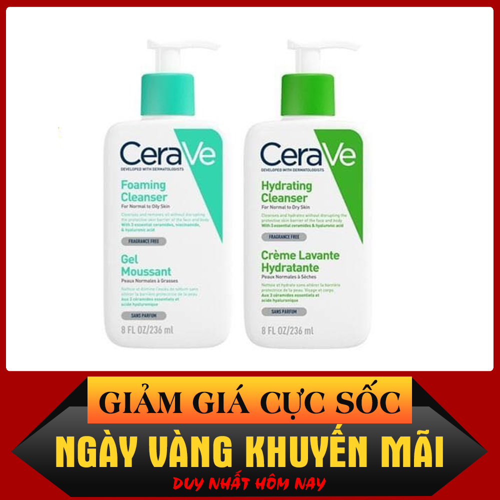 [FREE SHIP] Sữa Rửa Mặt Cerave Da Dầu Và Da Khô 236ml