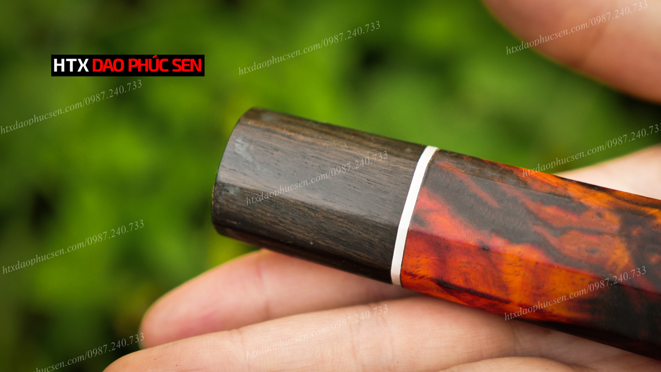 Cán dao Nhật bát giác gỗ Mun,  Trắc - CN08