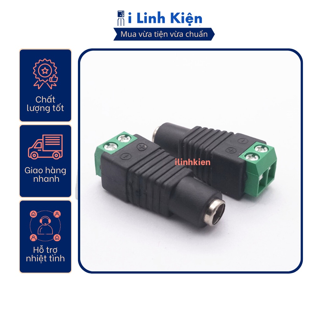 Jack nguồn DC cái 5.5x2.1mm đấu dây dùng vít