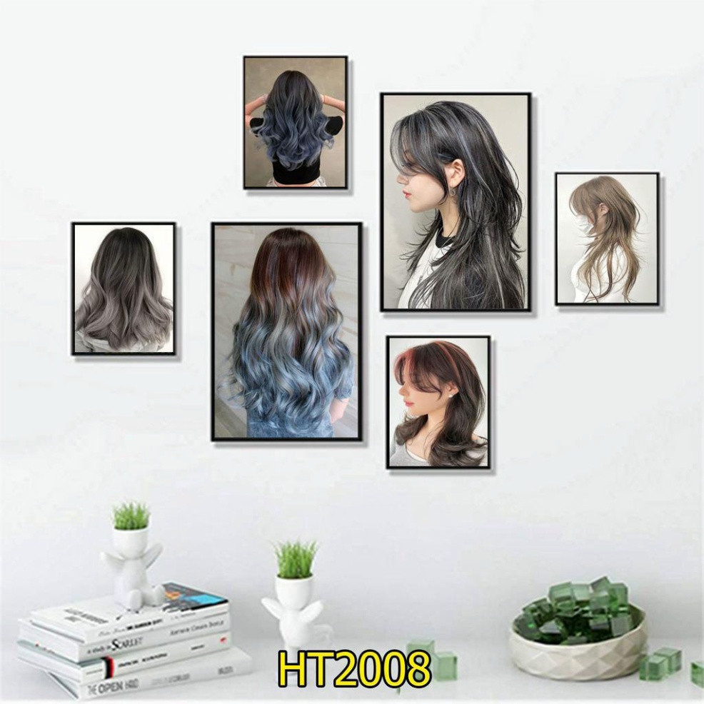 Bộ tranh trang trí quán tóc Mẫu NỮ MỚI NHẤT, tiệm tóc và salon, tranh dán tường