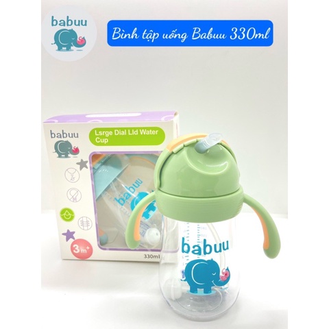 Bình uống nước PPSU nắp bật Babuu có van chống sặc cho bé