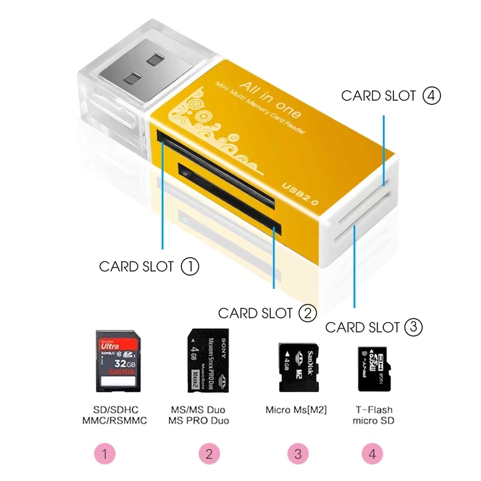 4 Trong 1 đầu đọc thẻ USB Cho Sony thẻ nhớ Pro Duo Đa đầu đọc thẻ nhớ Cho SD TF MS M2 Bộ chuyển đổi thẻ Cắm Và Chơi Cho Máy Tính Xách Tay Máy tính để bàn